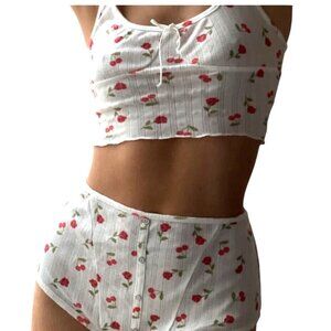 For The Love Of Lemons  White Floral High-Waisted Cotton Briefs XXS